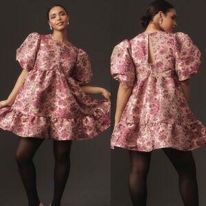 Anthropologie Pink Floral Mini Dress